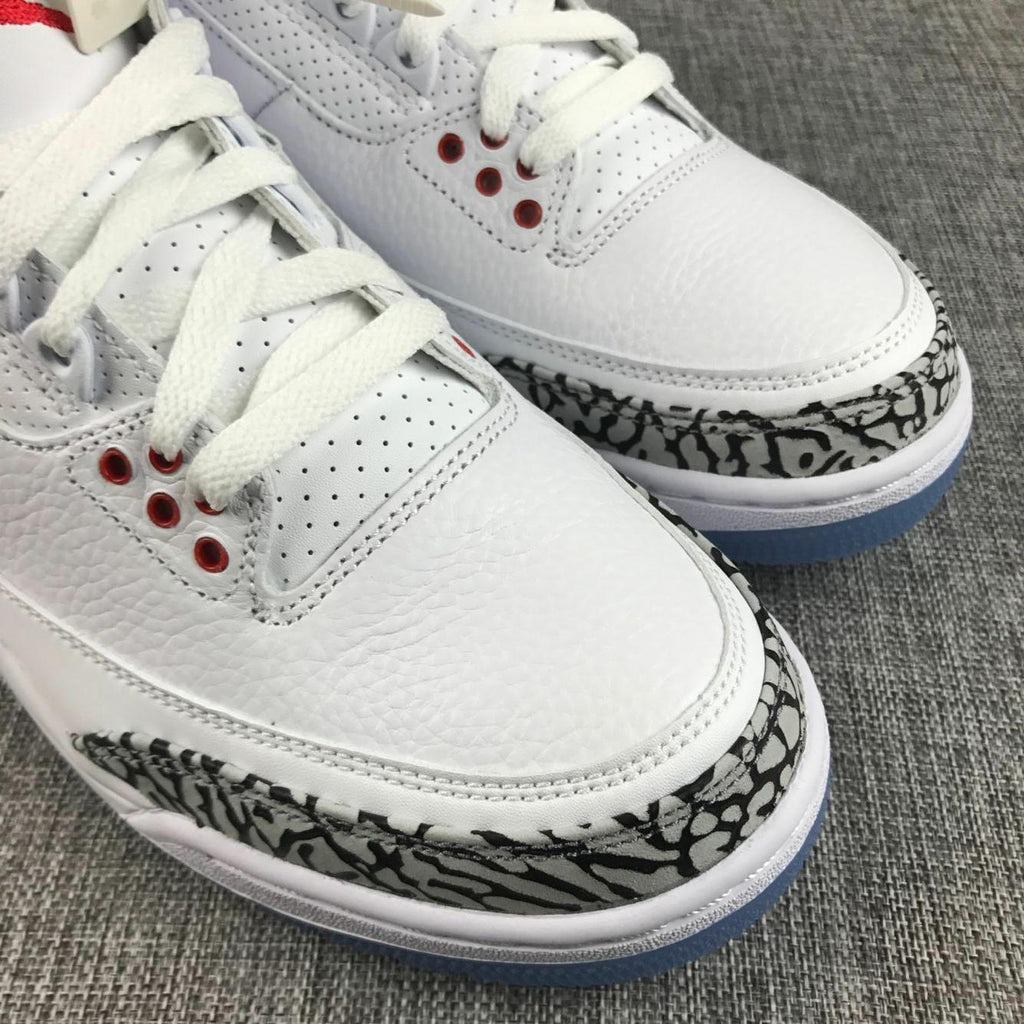 Jordan Air Jordan 3 White Cement Sneakers with Translucent Blue Sole