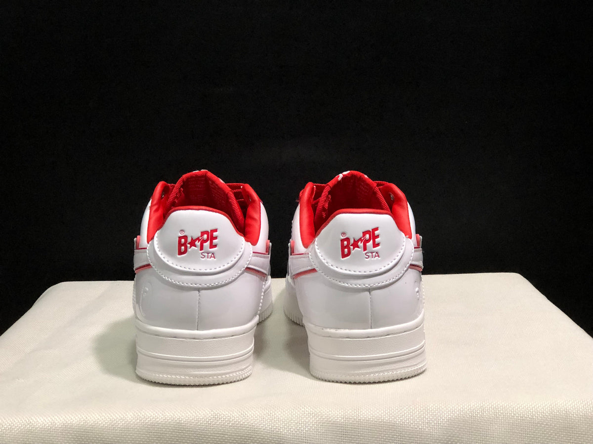 Bape Sta Low-Top Sneakers White and Red