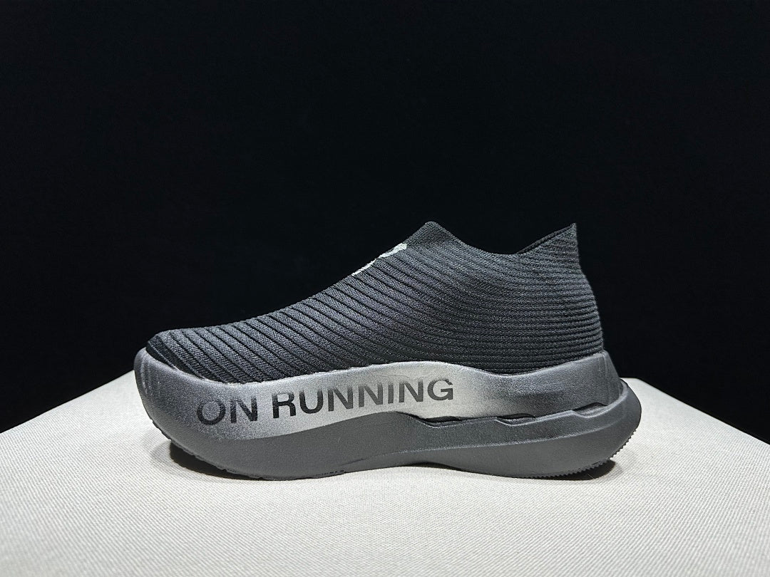 On Cloudboom Strike LS Black Silver Running Shoes