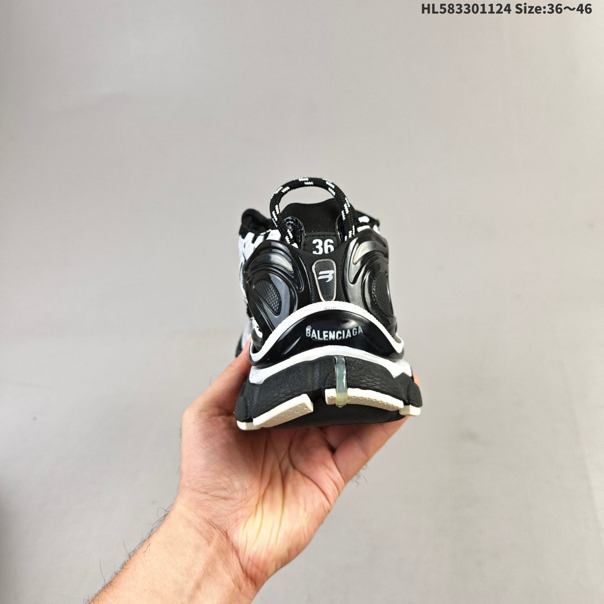 Balenciaga Runner Low-Top Sneakers in Black and White