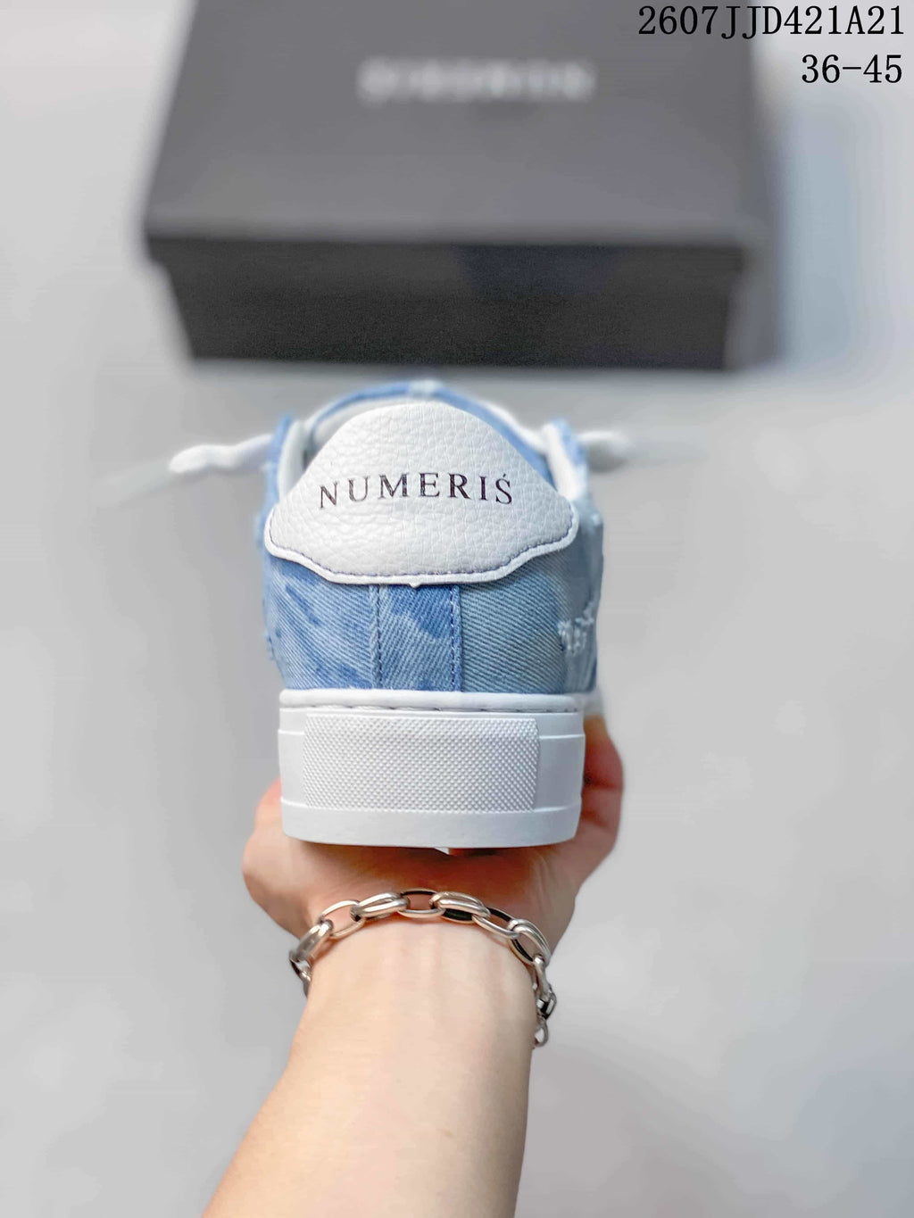 Numeris 2607JJD421A21 Blue Printed Canvas Platform Sneakers