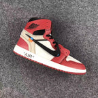 Off-White x Air Jordan 1 High Sneakers, Red and White