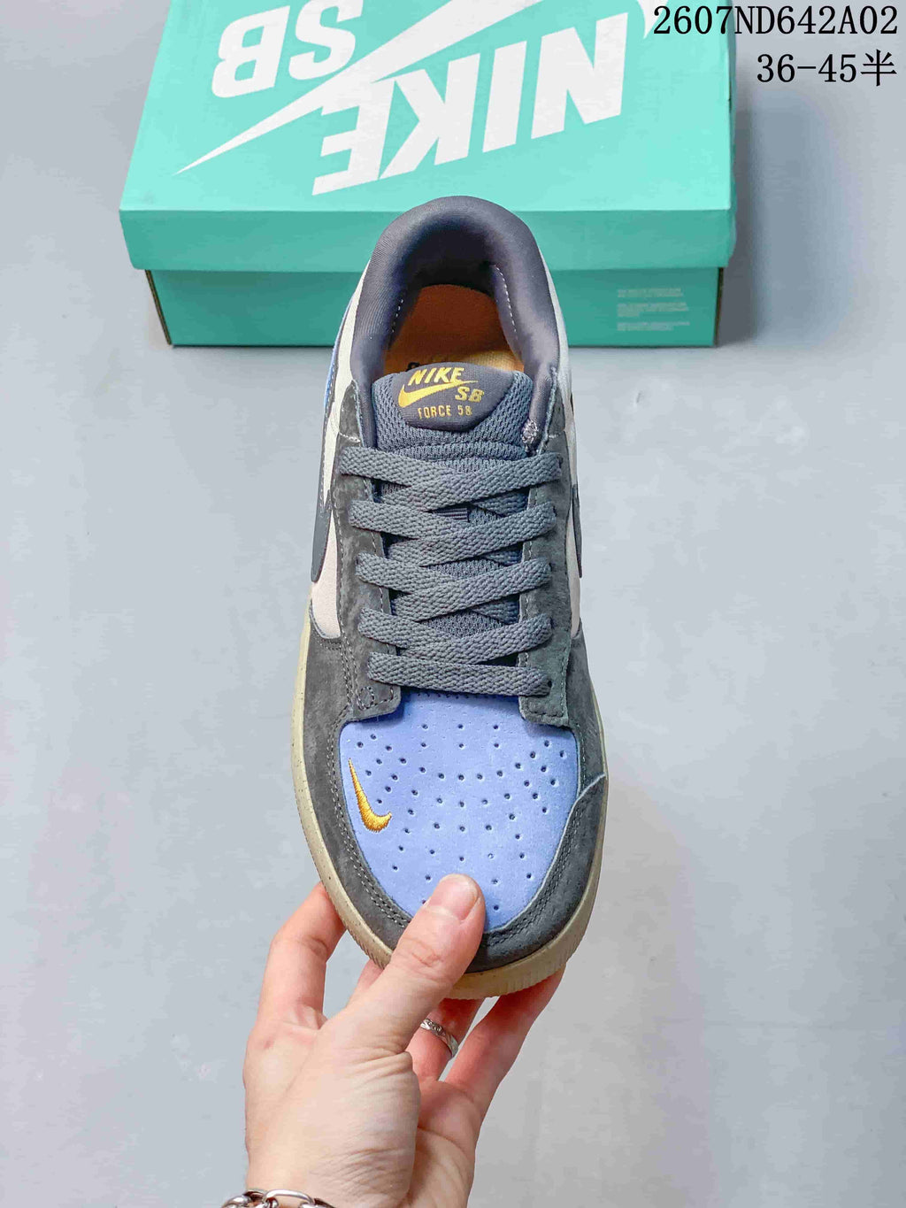 Nike SB Force 58 Low-Top Skate Shoes in Gray and Blue