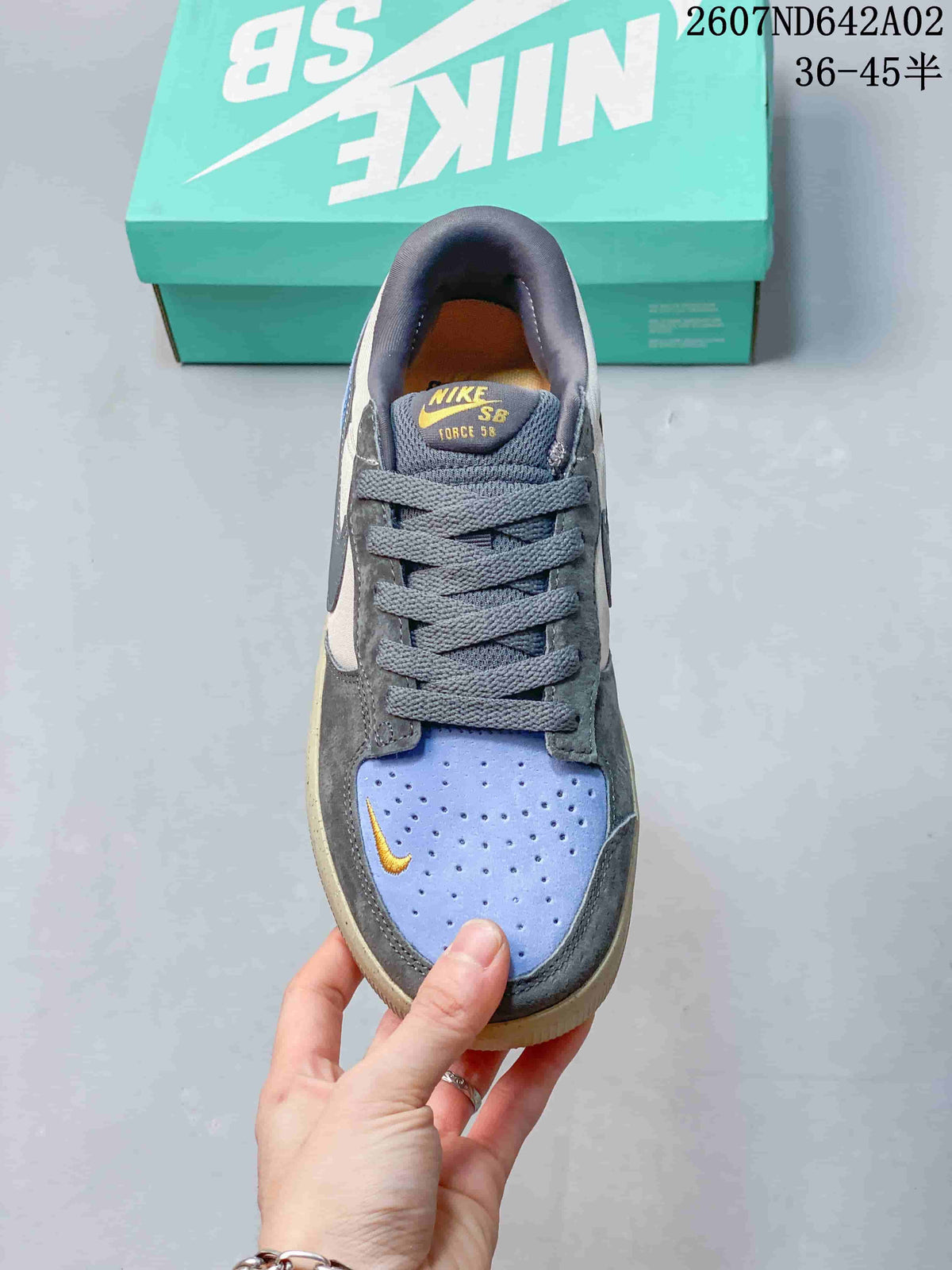 Nike SB Force 58 Low-Top Skate Shoes in Gray and Blue