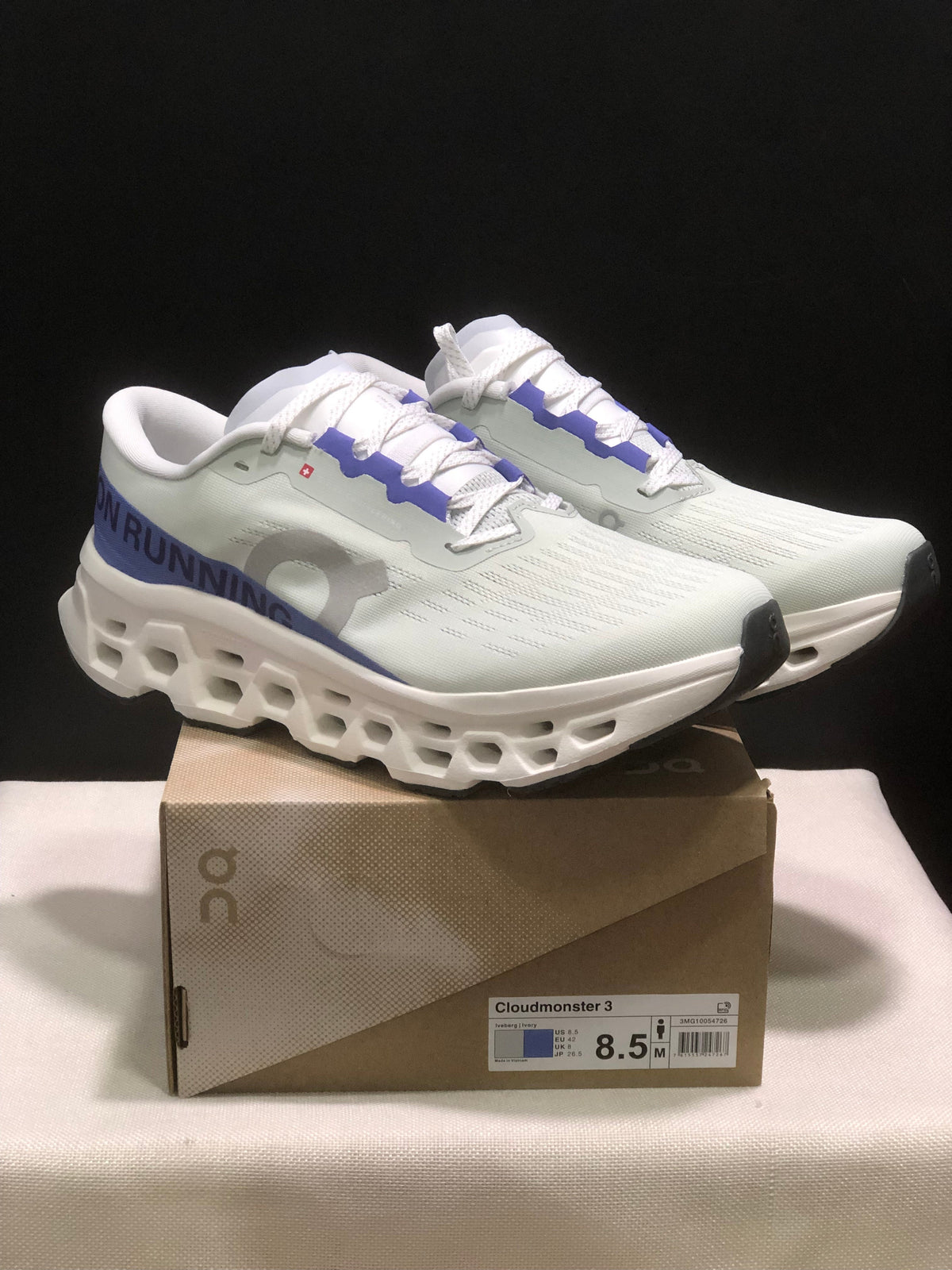 On Cloudmonster 3 Running Shoes White Blue