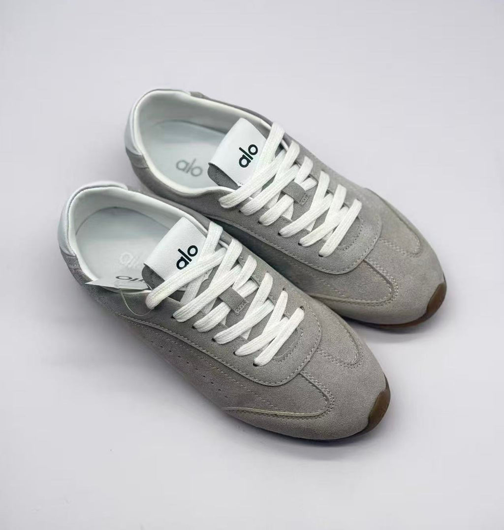 Alo Gray Low-Top Lace-Up Sneakers