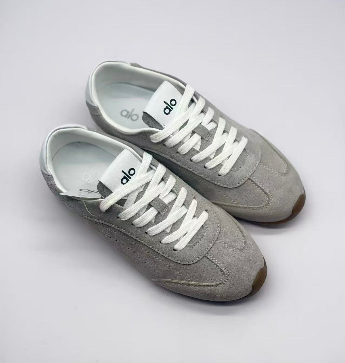 Alo Gray Low-Top Lace-Up Sneakers