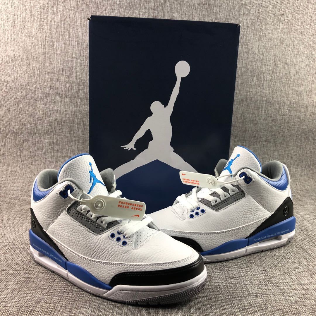 Fragment x Air Jordan 3 White Blue Sneakers CT8532-040
