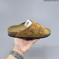 Birkenstock Arizona Two-Strap Suede Slide Sandals, Taupe