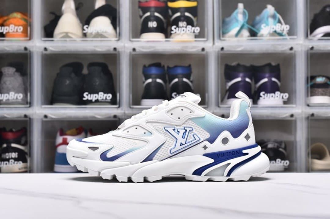 Louis Vuitton Runner Tatic Sneakers in White and Blue
