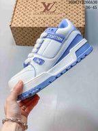 Louis Vuitton Trainer Maxi Low-Top Sneakers, White and Blue