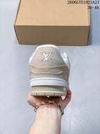 Louis Vuitton Trainer Low-Top Sneakers in White and Beige