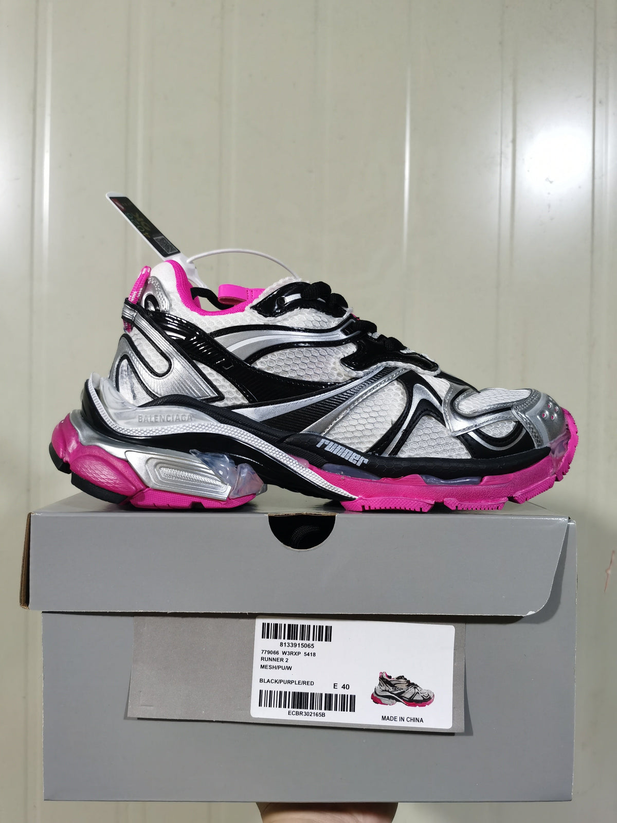 Balenciaga Runner 2 Sneakers Black Silver Pink 5418