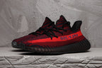 Yeezy 350 V2 Knit Sneakers in Red and Black