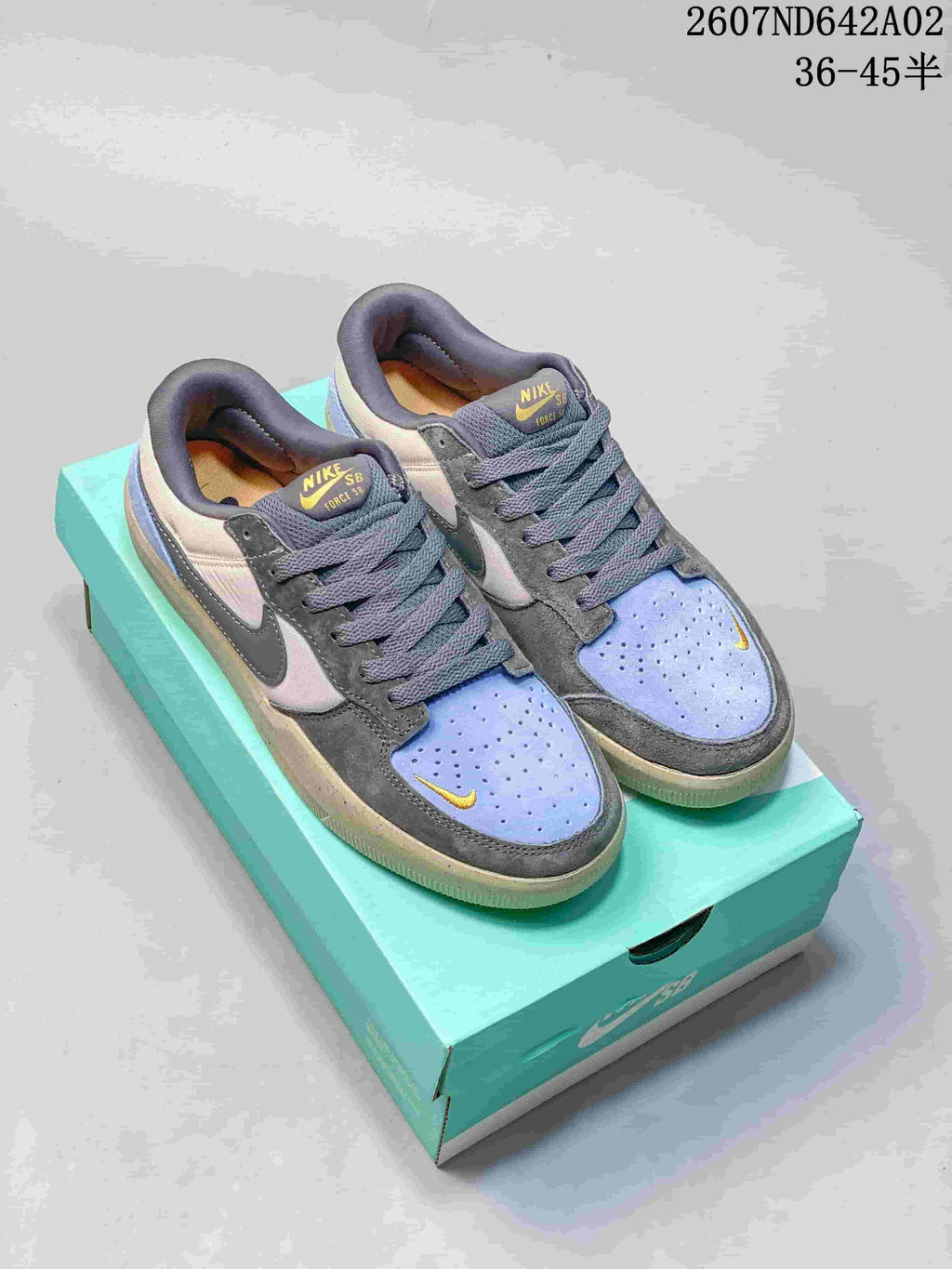 Nike SB Force 58 Low-Top Skate Shoes in Gray and Blue