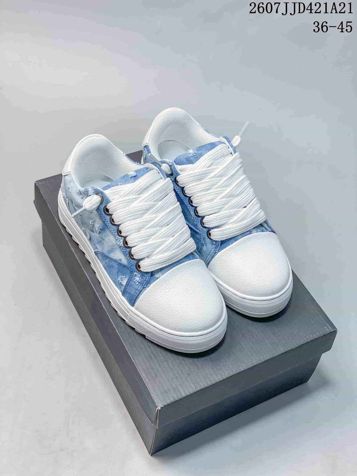 Numeris 2607JJD421A21 Blue Printed Canvas Platform Sneakers