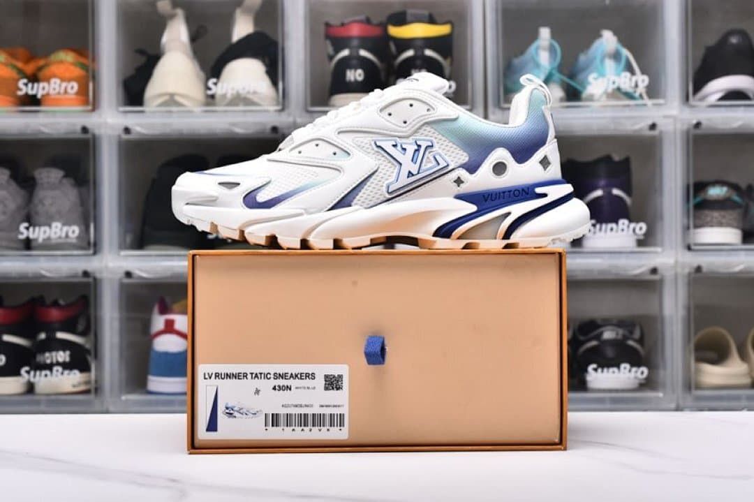 Louis Vuitton Runner Tatic Sneakers in White and Blue