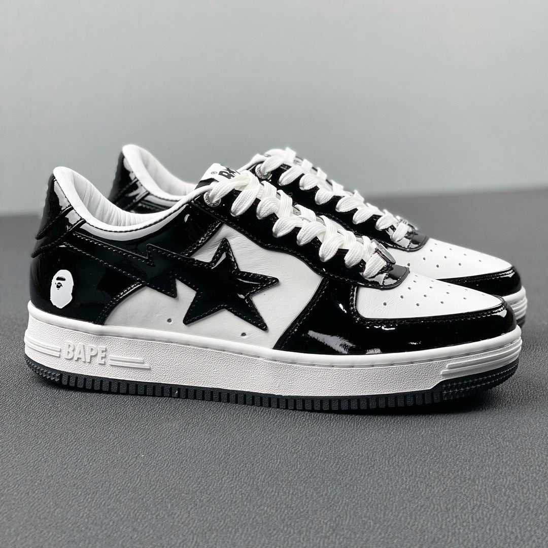 BAPE STA Low Black and White Sneakers 1H70-191-001