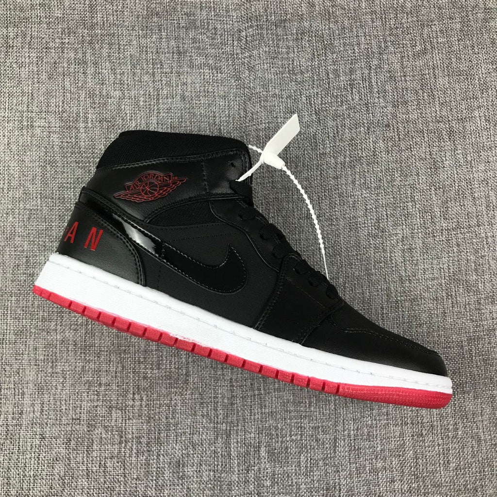 Air Jordan 1 Mid Black Red White High-Top Sneakers
