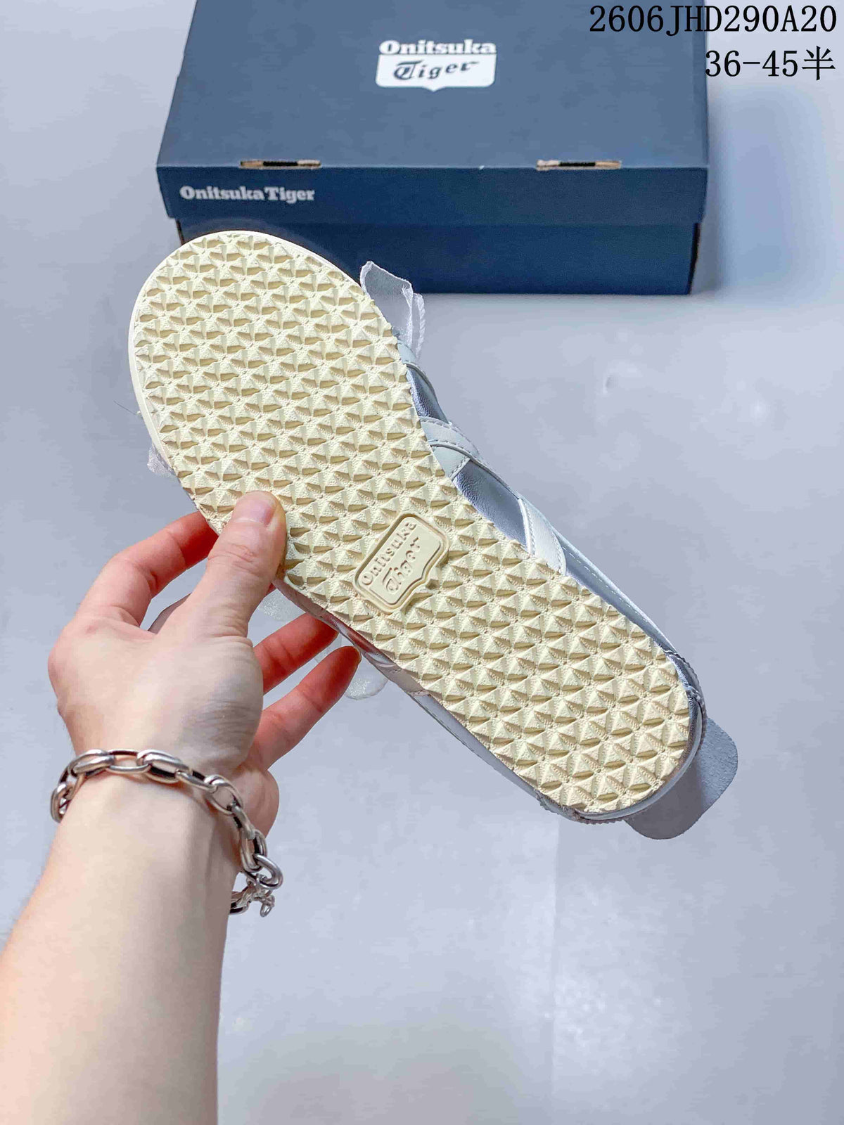 Onitsuka Tiger Silver Sneakers with Sheer Bow Laces