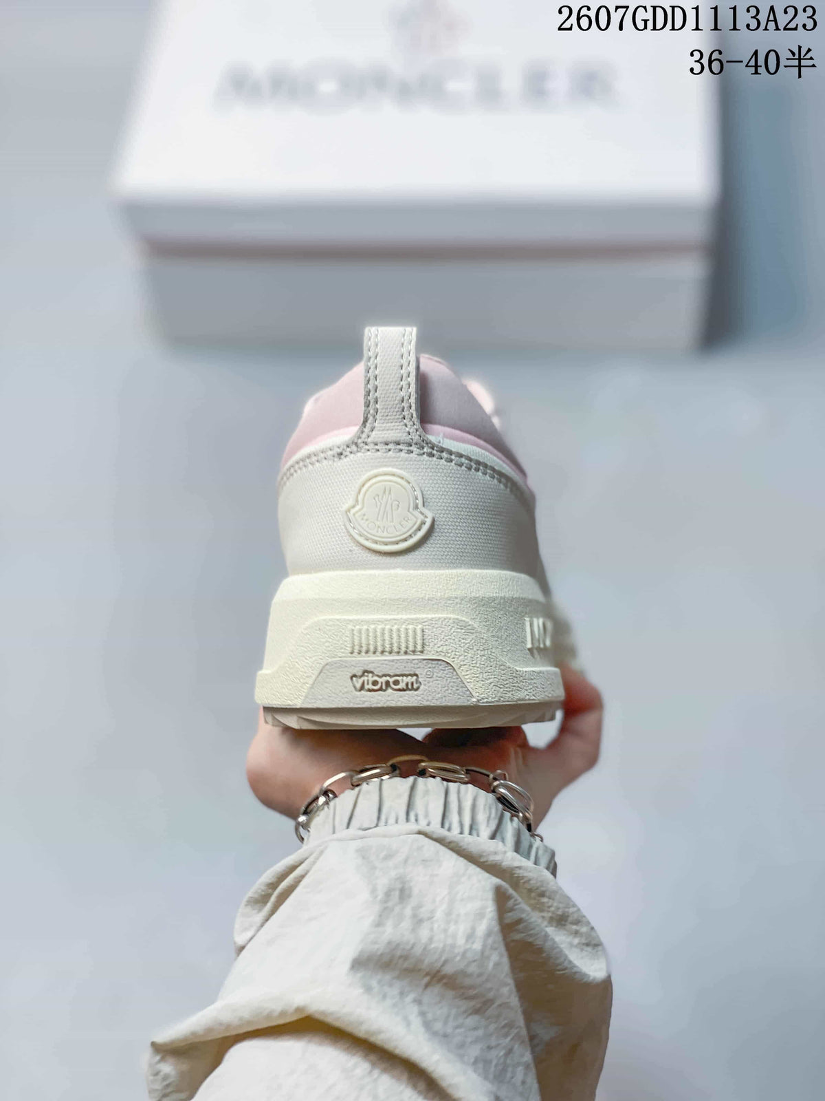 Moncler Pacey Pink and White Platform Sneakers