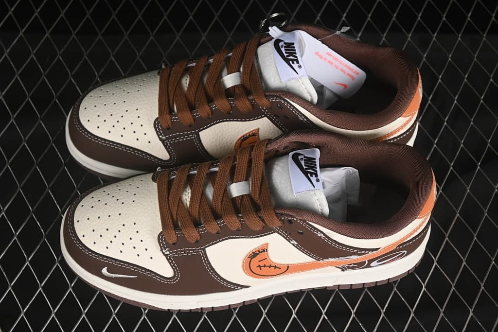Nike SB Dunk Low Sneakers in Dark Brown and Cream