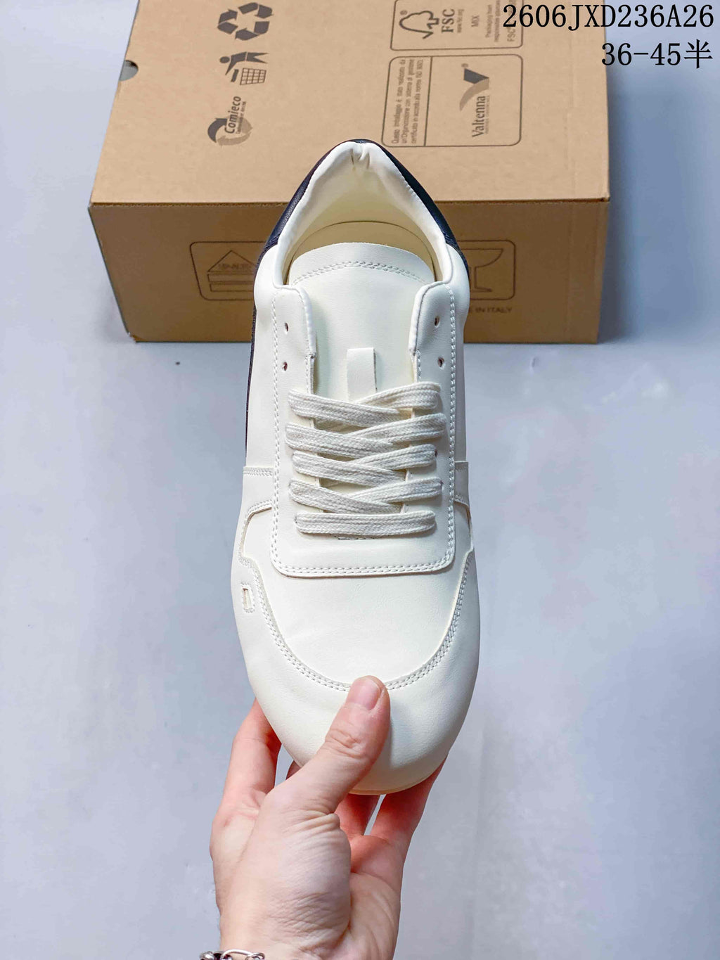 Rick Owens Concordians Low-Top Lace-Up Sneakers in White and Navy