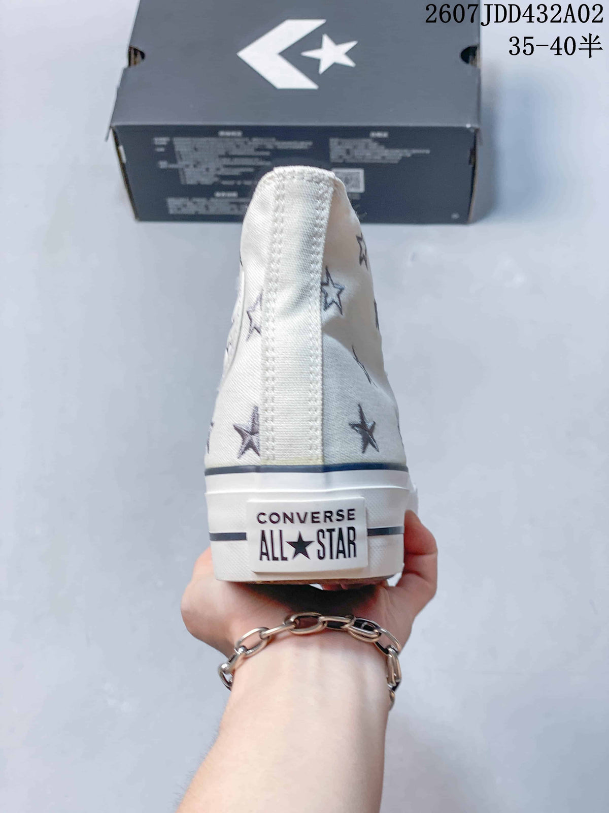 Converse All Star Lift High-Top Sneakers in Cream with Star Embroidery