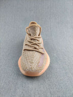 Yeezy 350 V2 Knit Sneakers in Gray and Coral