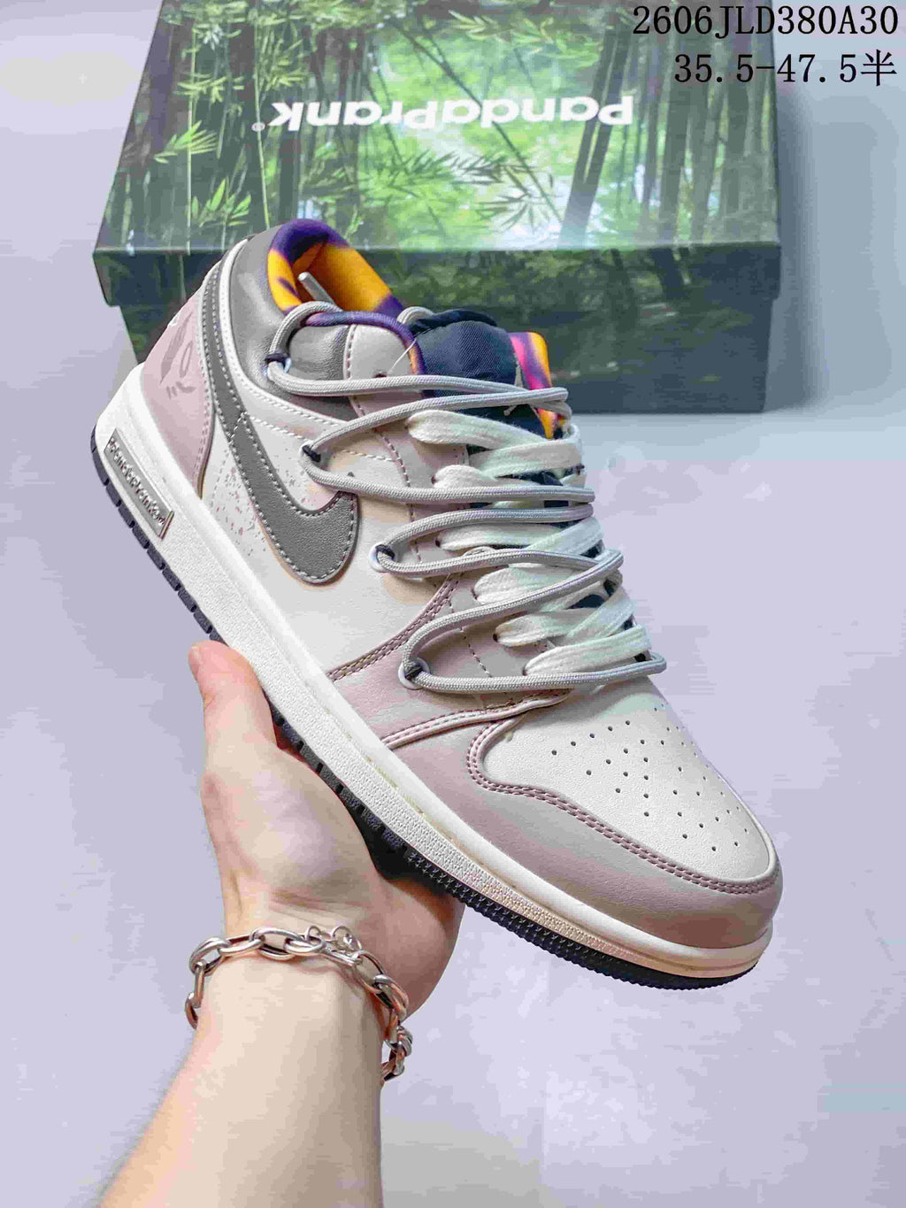 Air Jordan 1 Low Sneakers in Pink, Gray, Purple and Orange