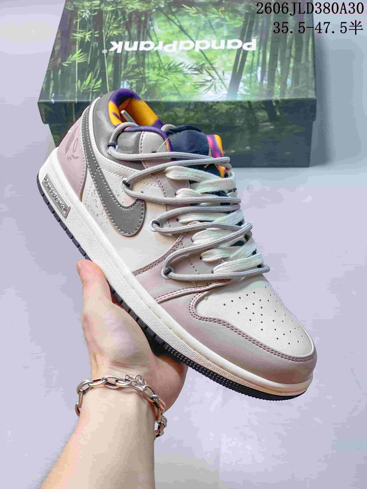 Air Jordan 1 Low Sneakers in Pink, Gray, Purple and Orange