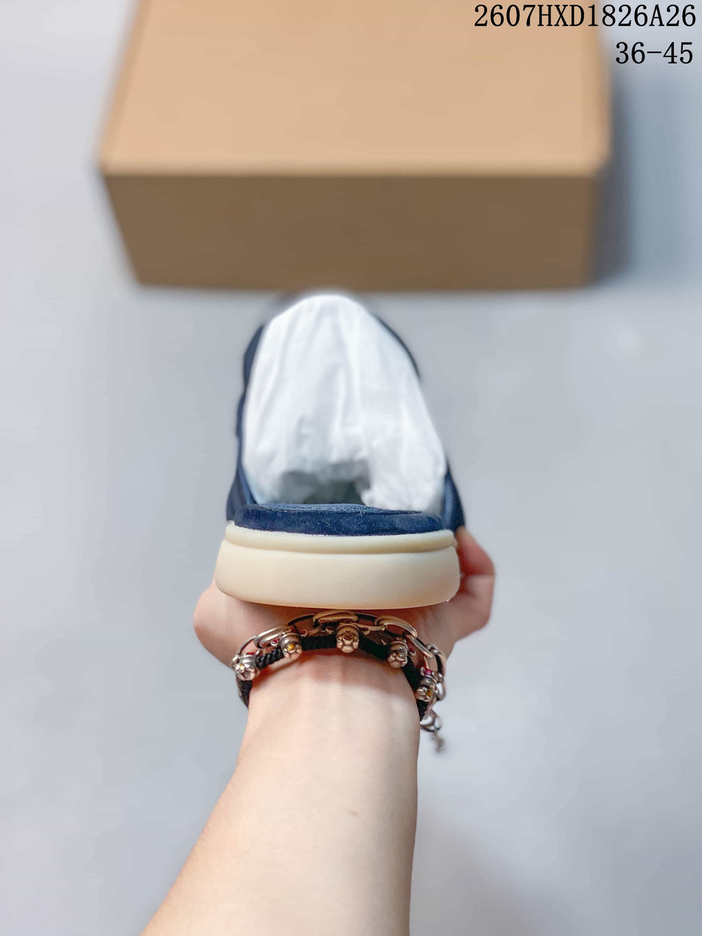 Loro Piana Suede Loafer Mules in Navy 2607HXD1826A26