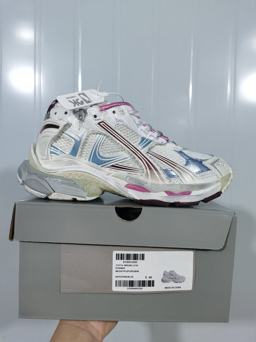 Balenciaga Runner 3120 White Pink Blue Sneakers