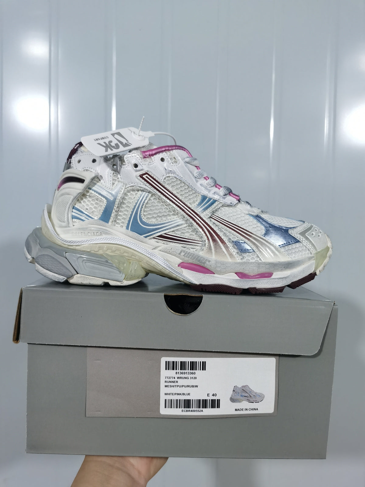 Balenciaga Runner 3120 White Pink Blue Sneakers