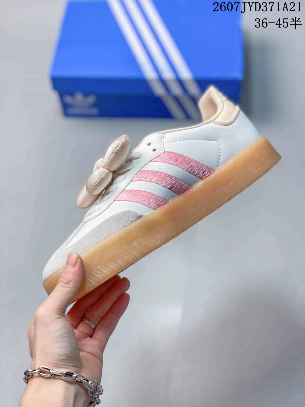 adidas Sambae Women's White Pink Gum Sneakers