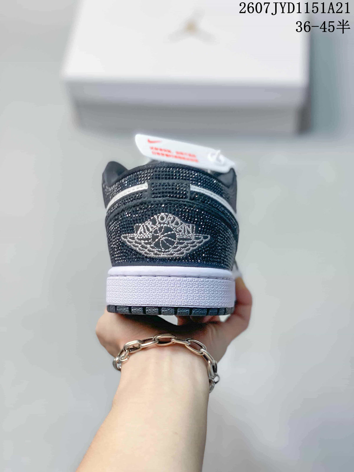 Jordan Air Jordan 1 Low Black and White Studded Sneakers