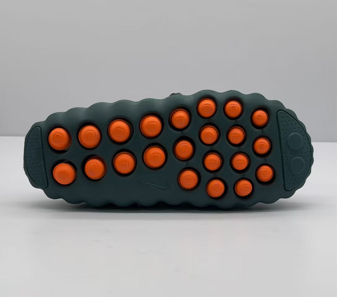 Nike Dark Green Slides with Orange Sole Details