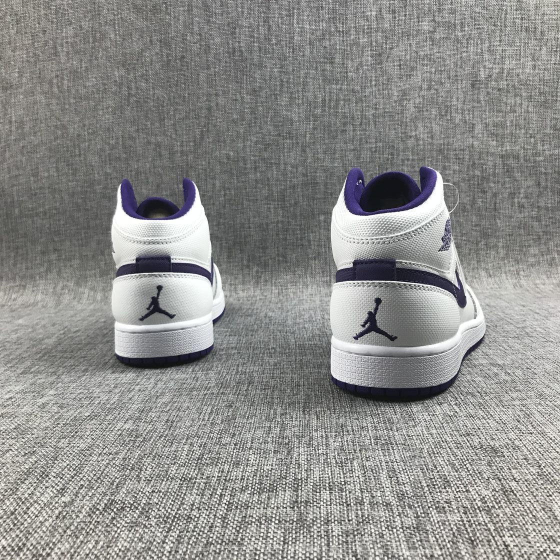 Air Jordan 1 Mid White Purple Sneakers 332148-137