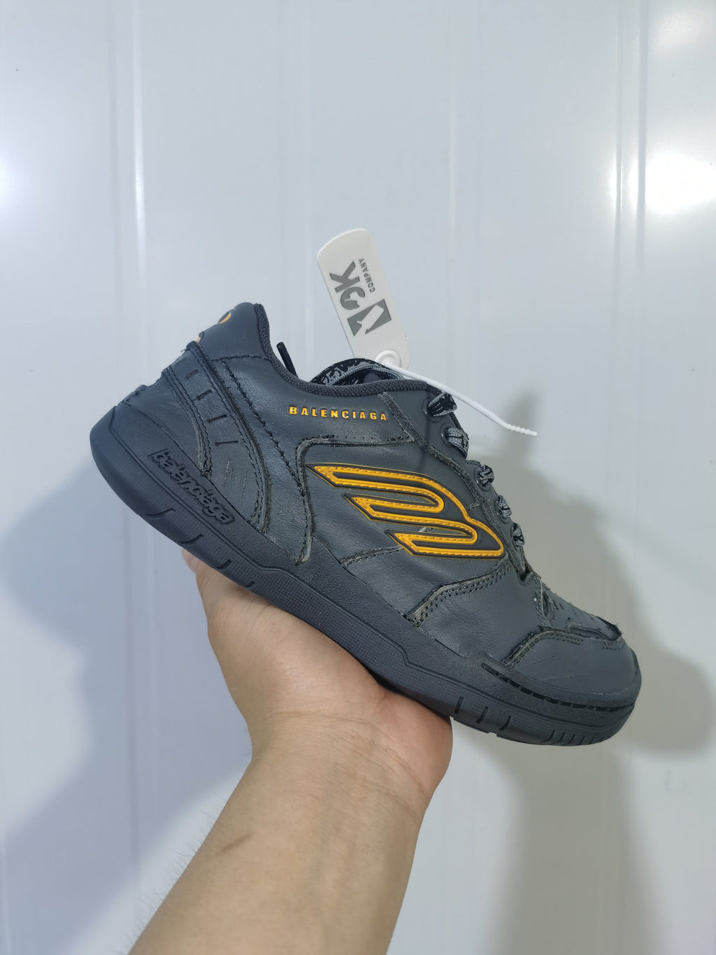Balenciaga Hampton Sneakers Dark Grey with Yellow Detail