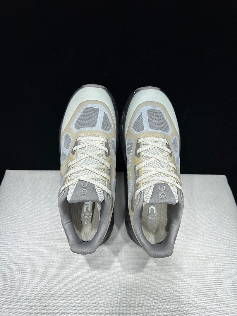 On Cloudtilt Remix Sneakers in White and Pebble