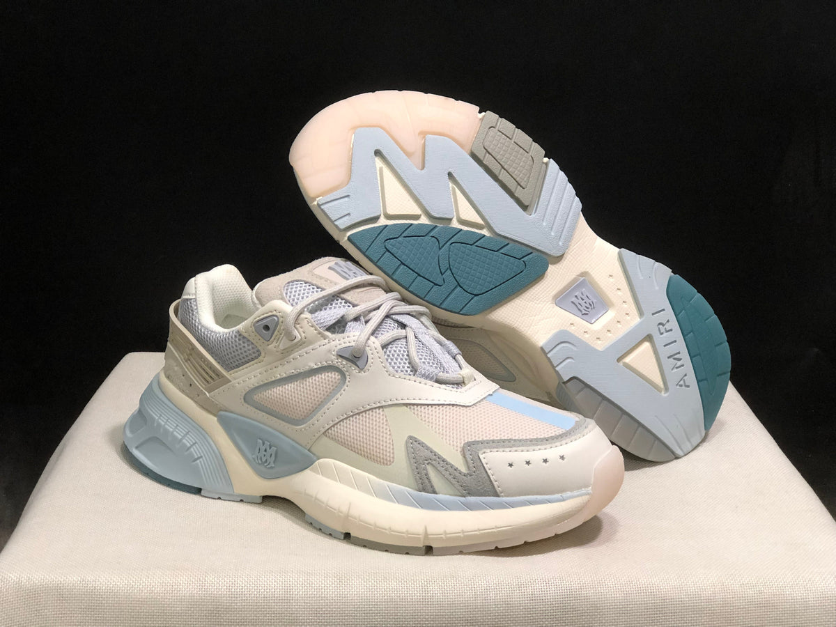 AMIRI MA Runner Sneakers Beige and Light Blue