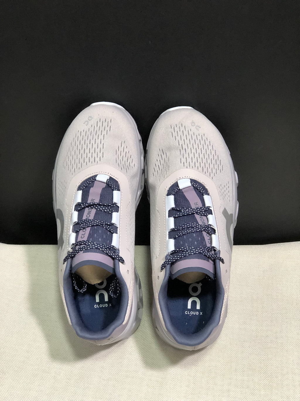 On Cloud X Sneakers in Silver Gray and Purple