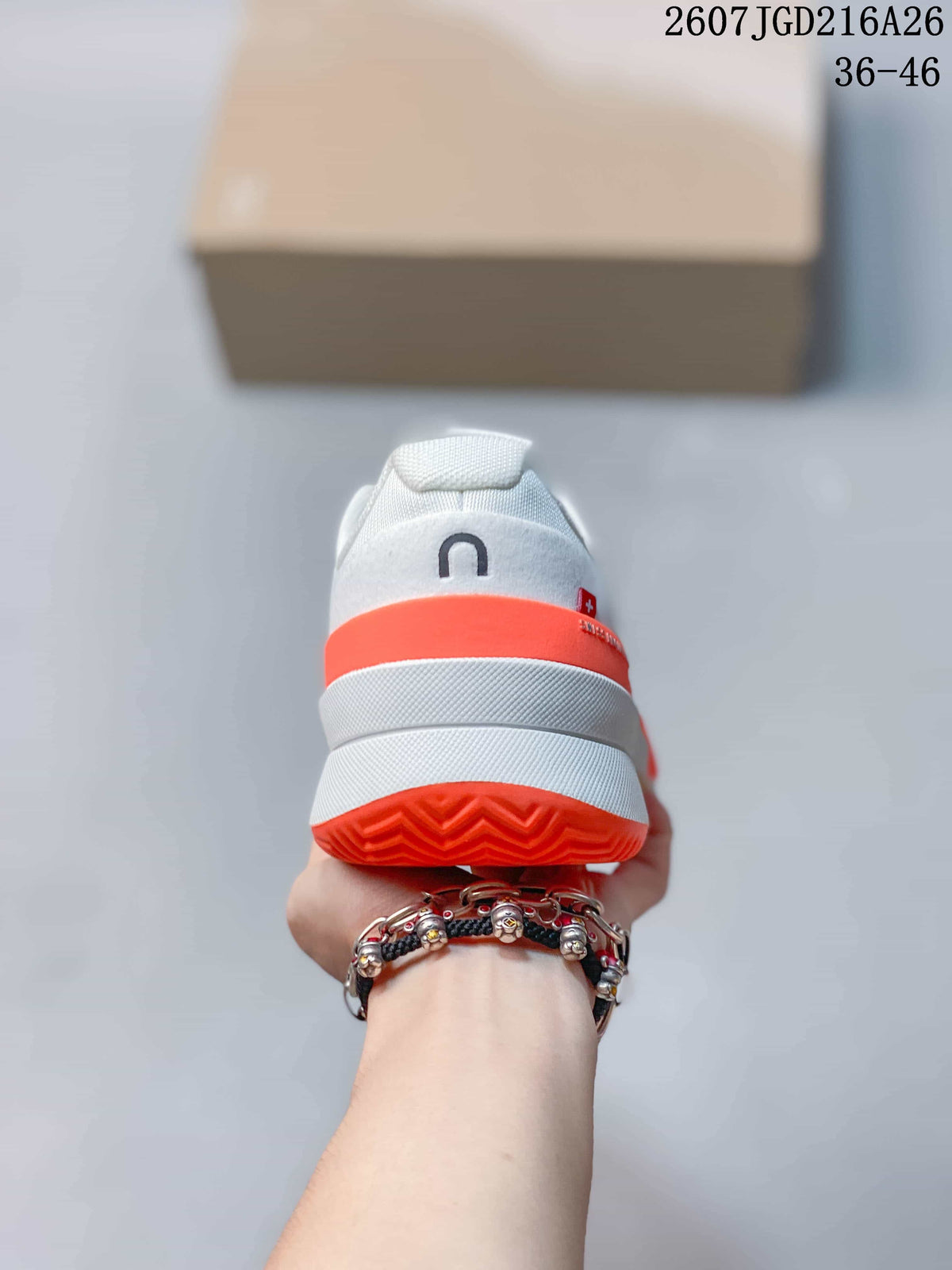 On THE ROGER Pro 2 Tennis Sneakers White Pink Orange