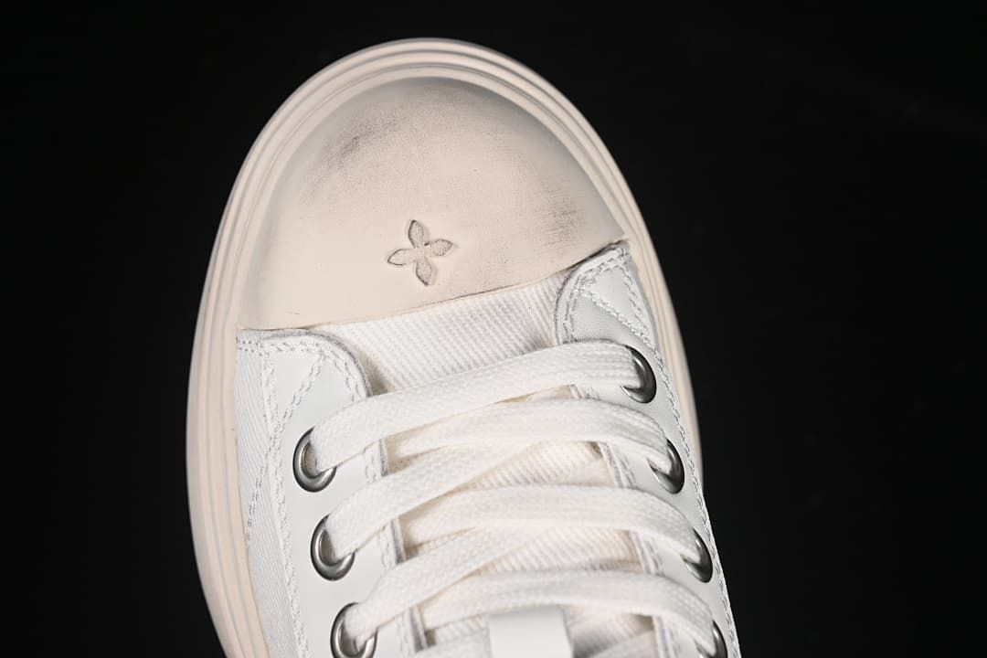 SMFK S0002B2 White Platform Canvas Sneakers
