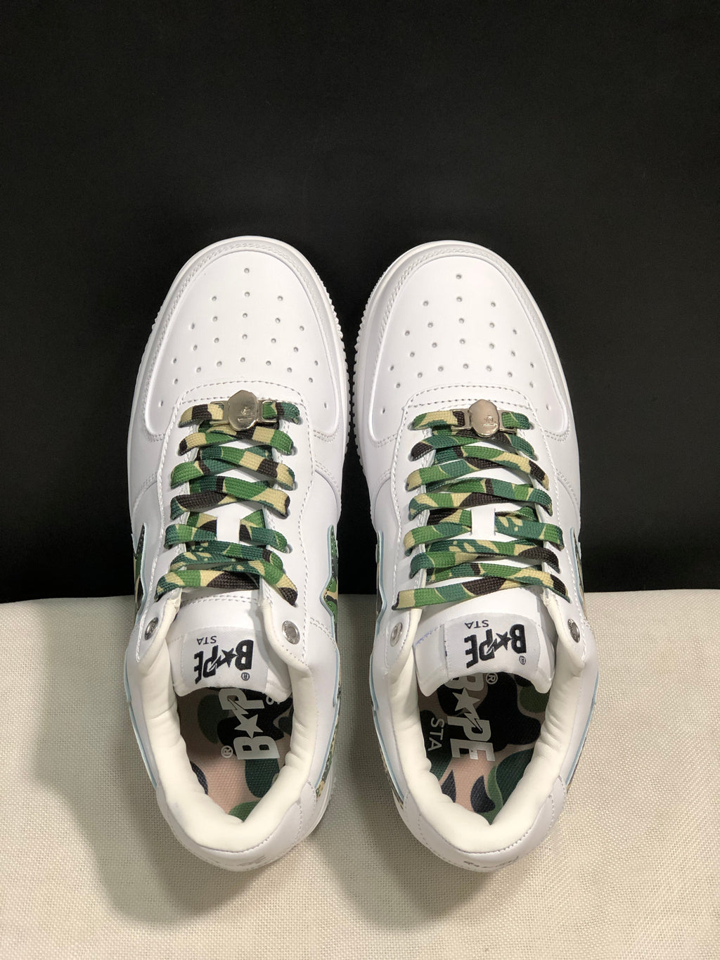 BAPE Bape Sta Low Sneakers White Green Camo