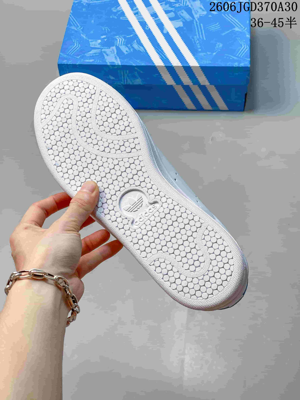 Adidas Stan Smith White and Blue Low-Top Sneakers
