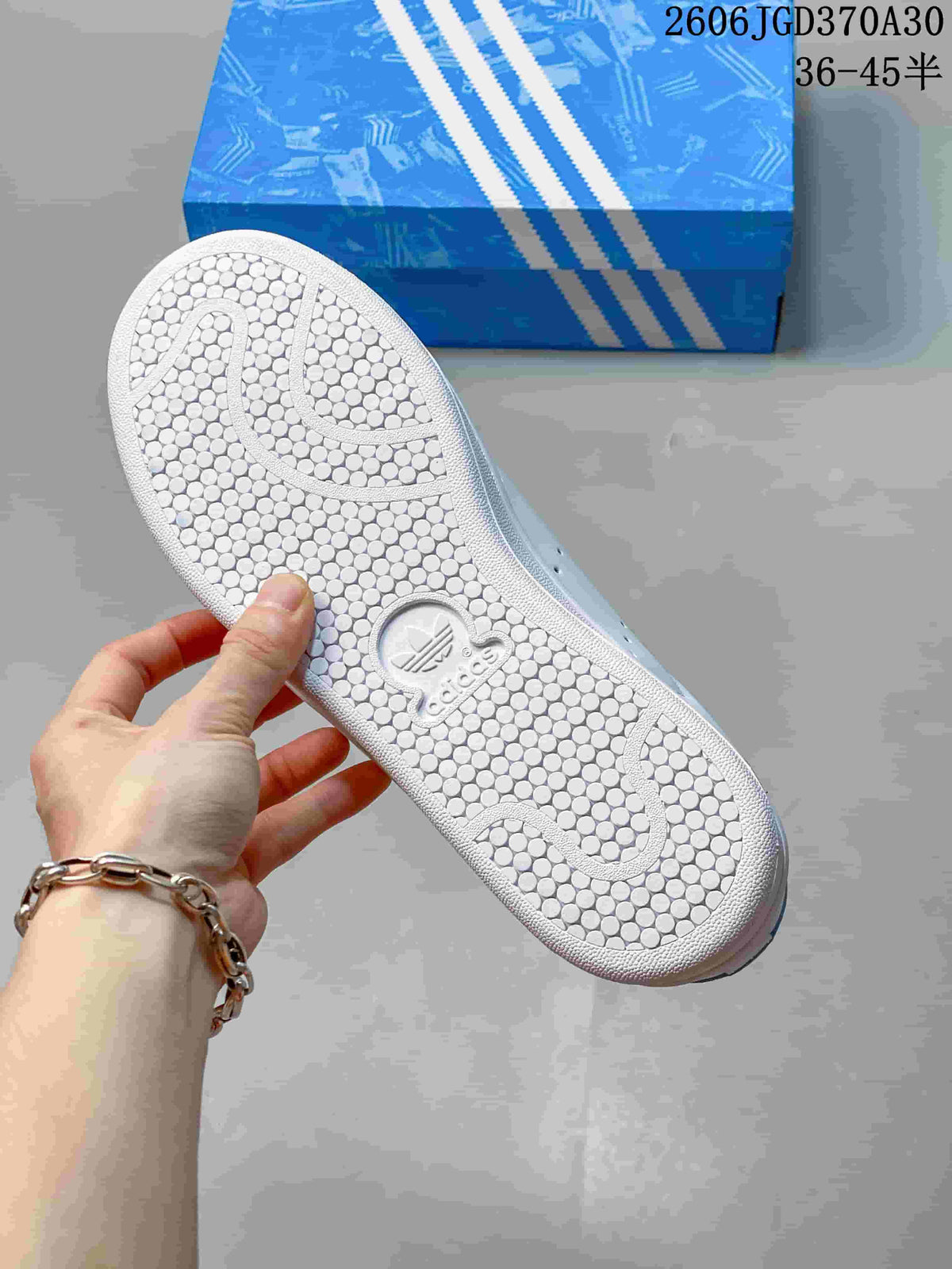 Adidas Stan Smith White and Blue Low-Top Sneakers