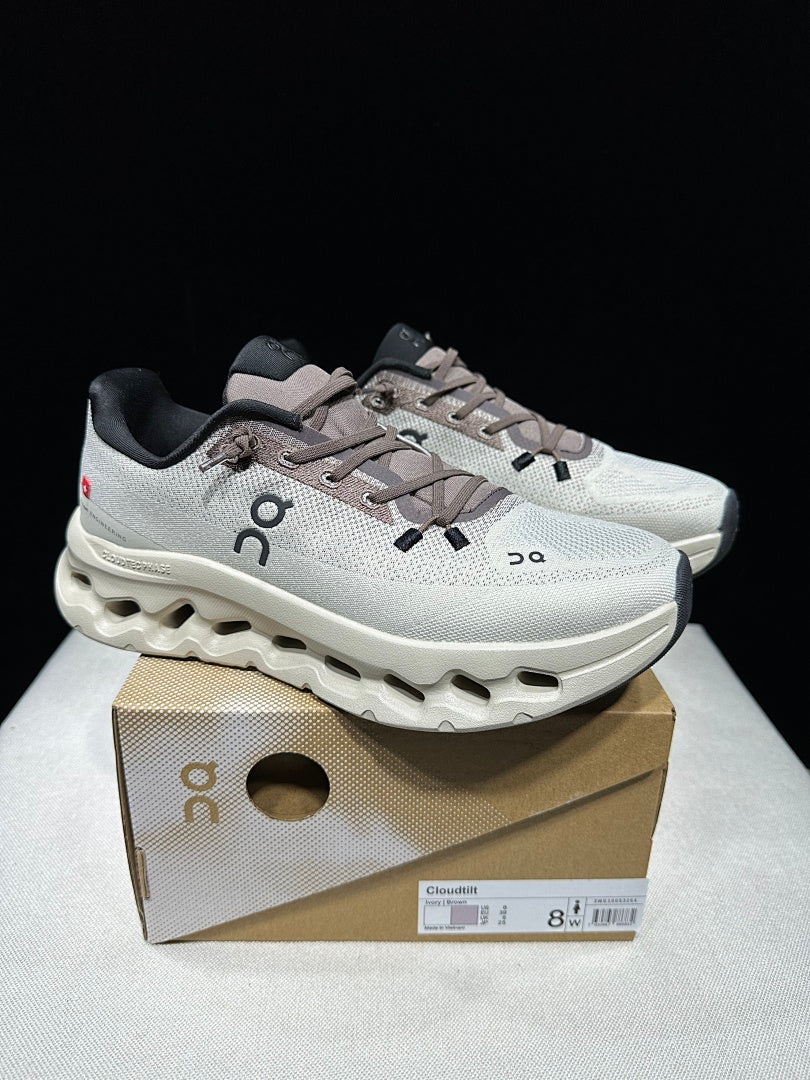 On Cloudtilt Sneakers, Light Gray and Black