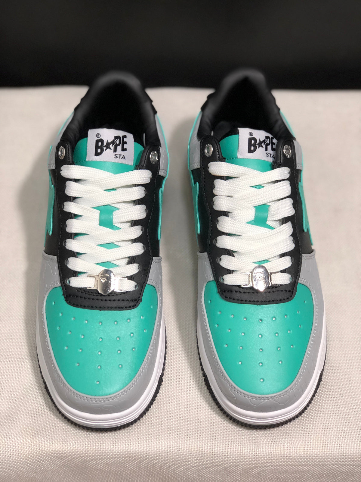 BAPE Bape Sta Low-Top Sneakers Black Grey Turquoise