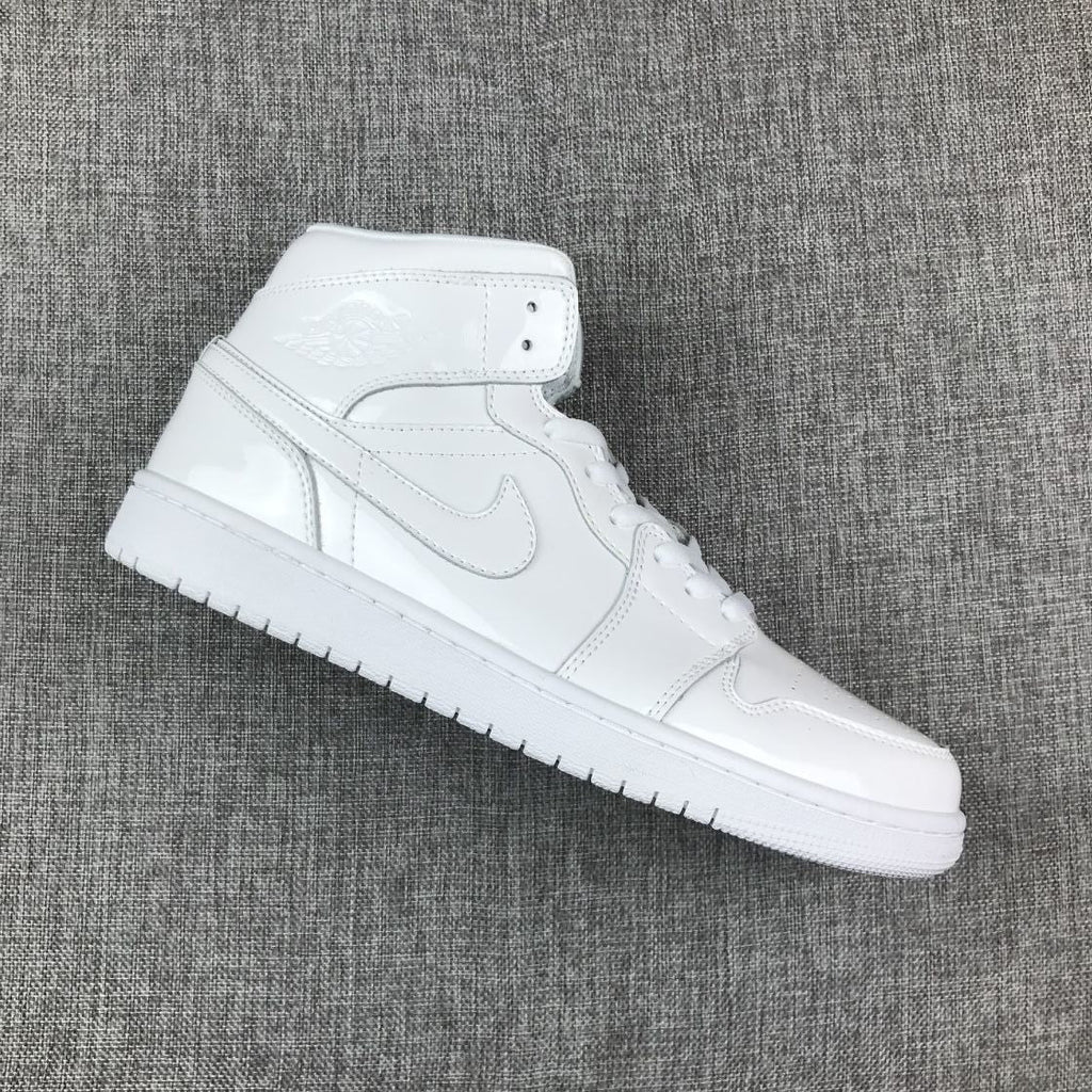 Jordan Air Jordan 1 Mid White Patent-Style Sneakers BQ6472-111